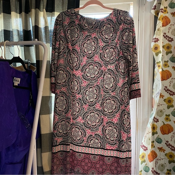 CHICOS SZ 1 (8-10) BOHO Beautiful paisley pinks,burgundy, black & white - Picture 11 of 12